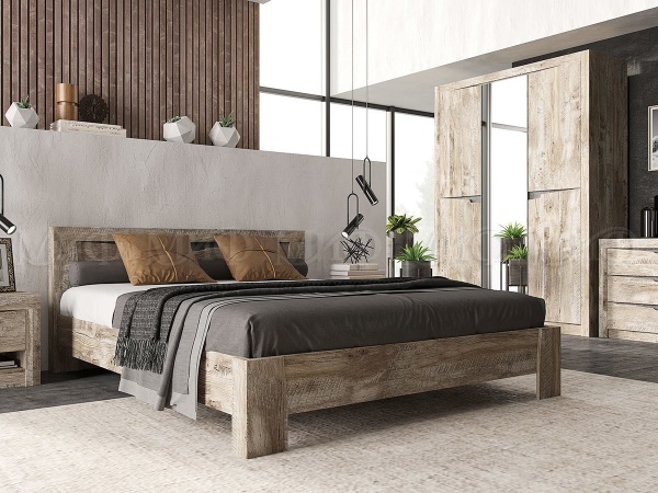 Спальный Гарнитур Ройс №1 /Дуб Юкон/Бетон Темный 