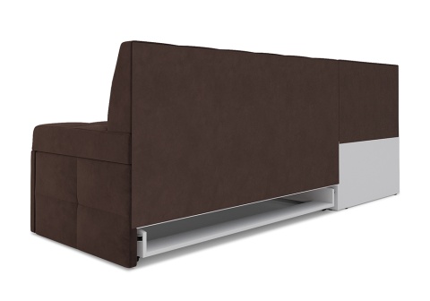 Кухонный угловой диван дельфин Атлантис велюр коричневый
