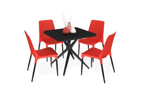 Обеденная группа SHT-DS208 черный / красный