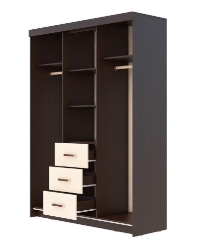 Шкаф-Купе Комфорт-6 Венге/Дуб Молочный (Ш-1600 х В-2200 х Г-560 мм)